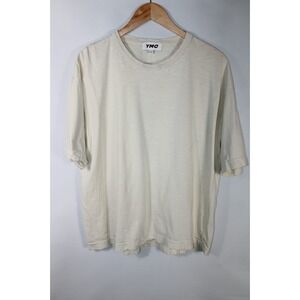 YMC Men's Medium Bone White Crew Neck Short Sleeve Oversized T-Shirt